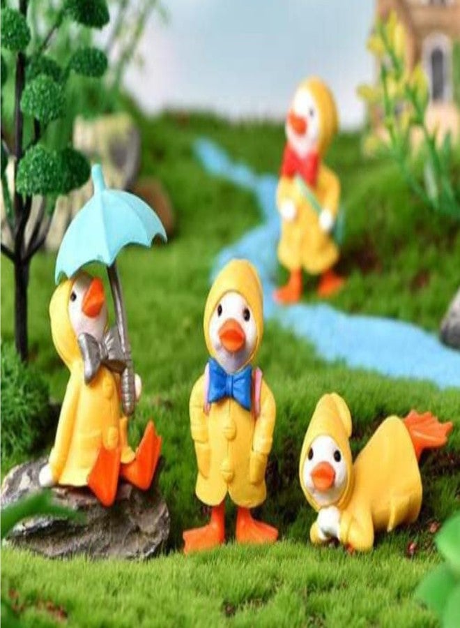 VRB Dec مجموعة تحف مصغرة من 4 قطع من VRB Dec لتزيين المنزل، لوحة قيادة السيارة، عيد الحب، غرفة المعيشة، هدايا، تماثيل، أدوات تزيين الكيك، تماثيل لتزيين المنزل. (4 قطع بطة ومظلة مصغرة) - Image 4